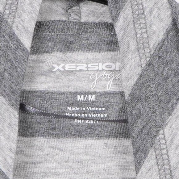 Xersion Yoga Cardigan M Womens Gray Striped Open Front Waterfall Cotton Blend - Picture 4 of 5